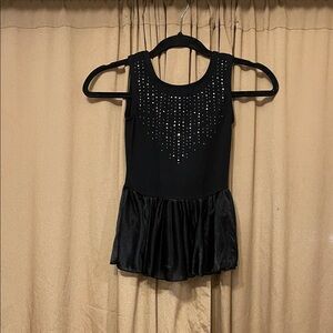 Black Sleeveless Ballerina/Leotard Dress with Rhinestone Detail